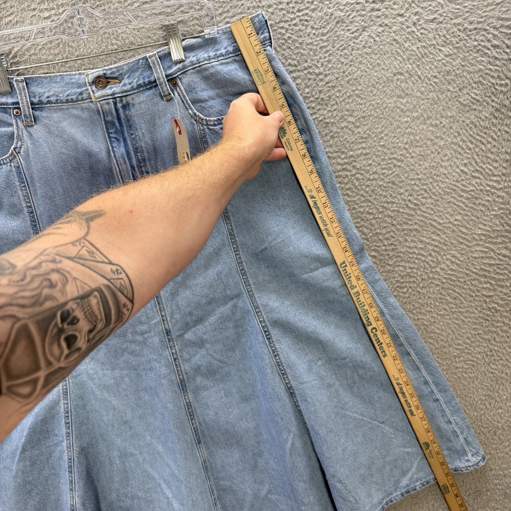 Levis Skirt Womens 34 Fits 38 Blue Denim Fit & Flare Seamed Midi Casual NEW - Picture 4 of 12